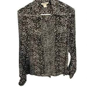 Lucky Brand Animal Print Button Down Top Size Small